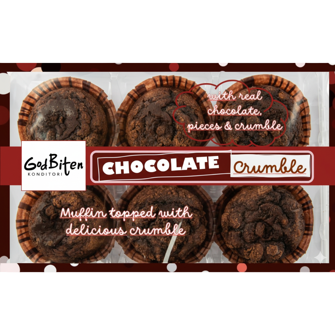 Godbiten Chocolate Lave Crumble Muffins 270g
