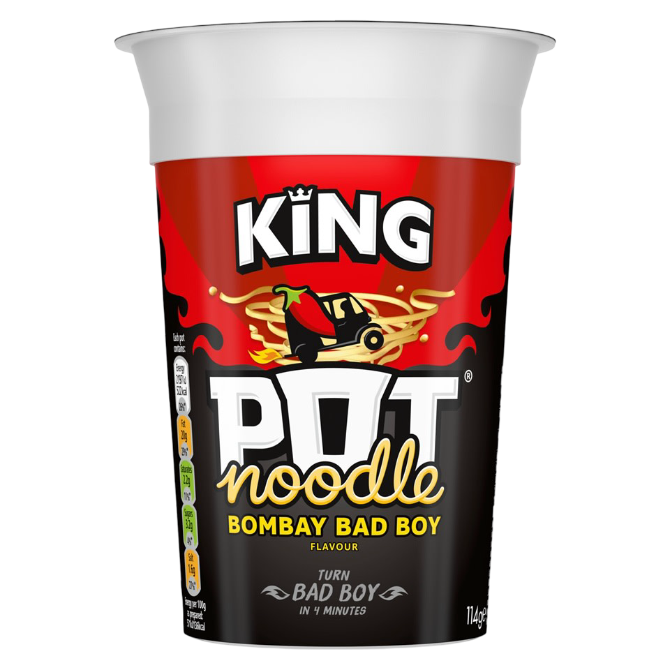 King Pot Noodle Bombay Bad Boy 12x114g UNIT PRICE £1 (RSP £1.50 POR 33%)