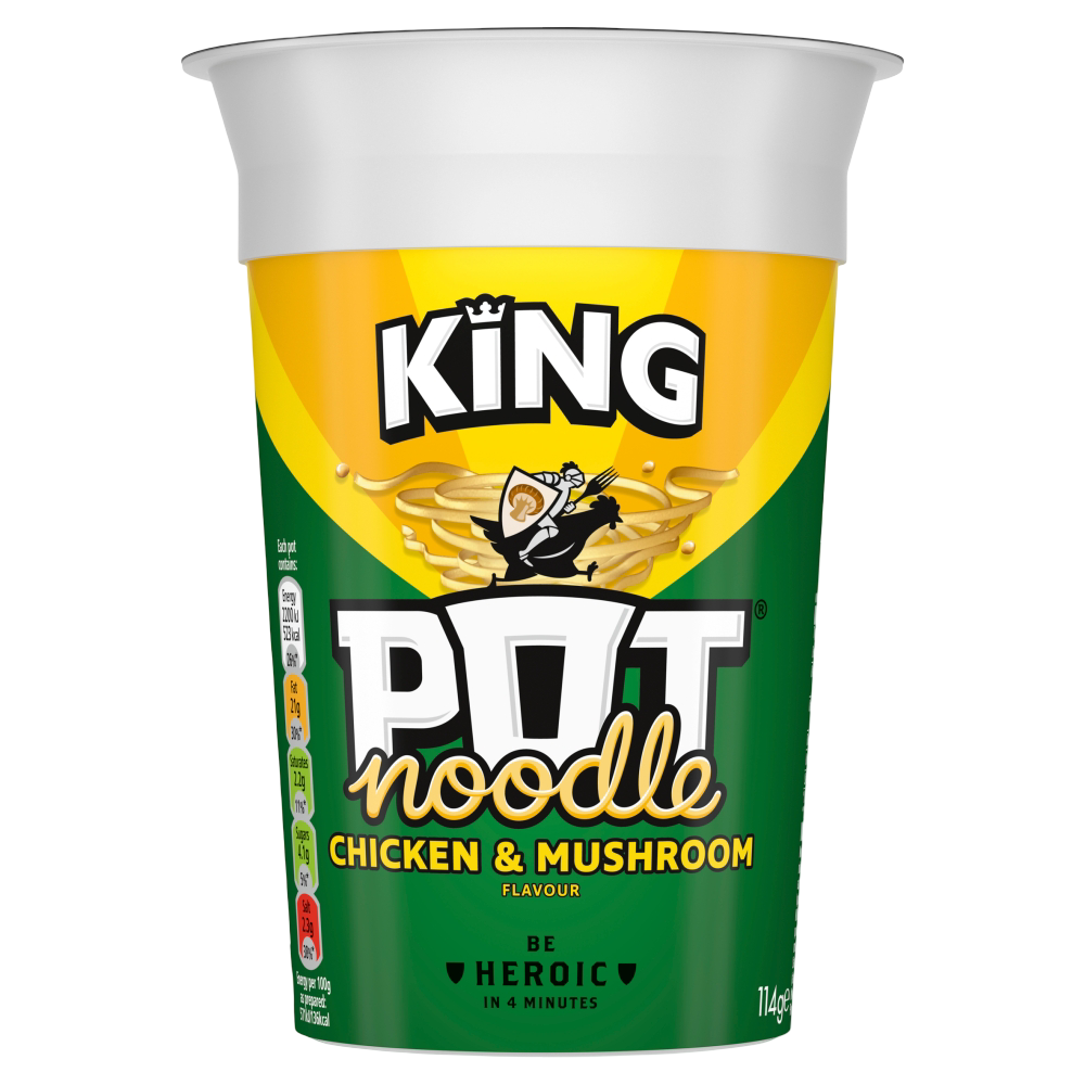 King Pot Noodle Chicken & Mushroom 12x114g UNIT PRICE £1 (RSP £1.50 POR 33%)
