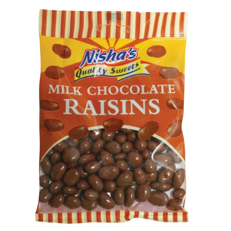 Nishas Milk Chocolate Raisins 12x90g