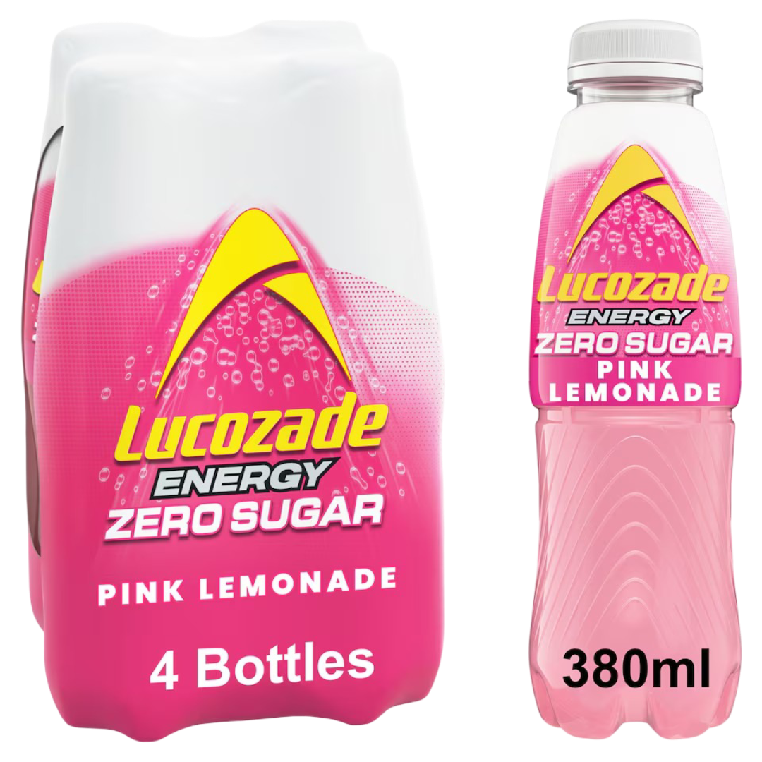 Lucozade Energy Zero Sugar Pink Lemonade 6x4x380ml UNIT PRICE £2.41 (RSP £3.50 POR 18%)
