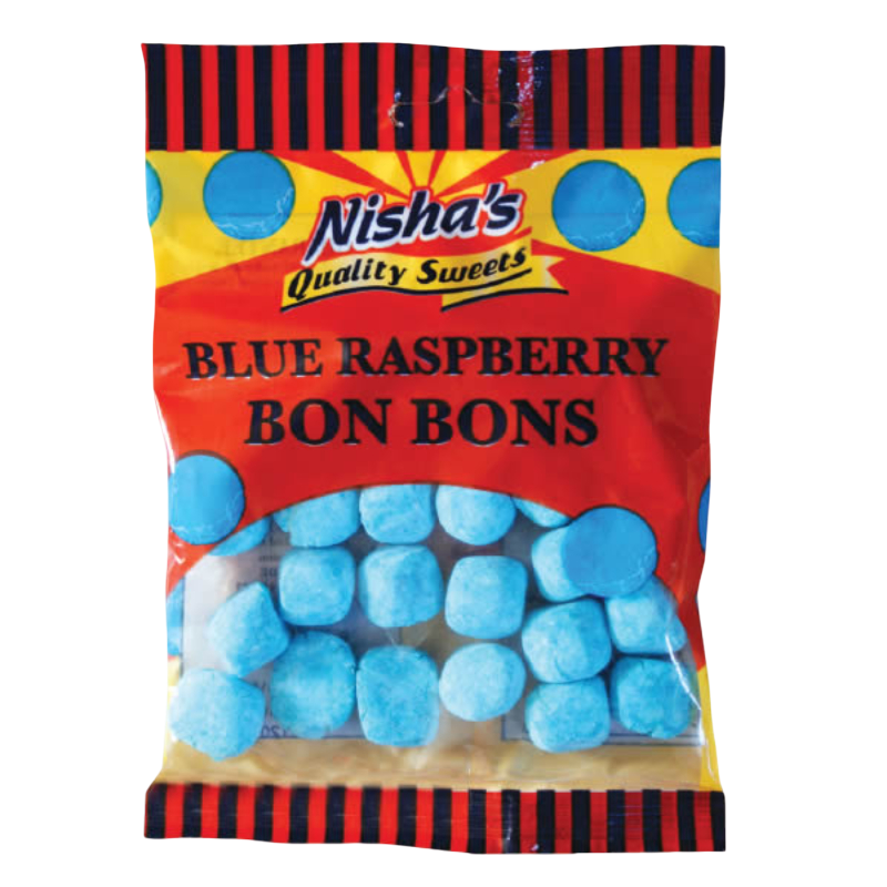 Nishas Blue Raspberry Bon Bons 12x120g